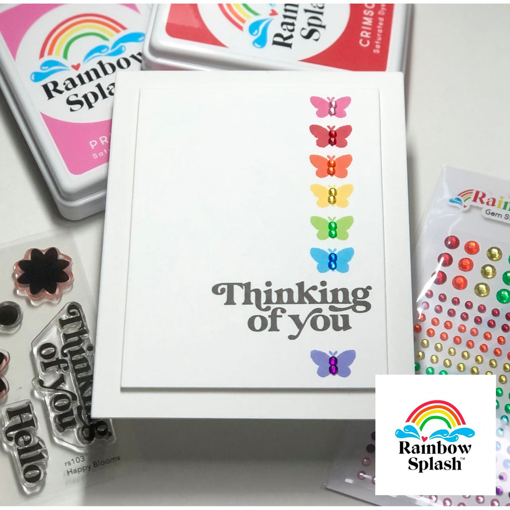 Rainbow Splash Clear Stamps Happy Blooms rs103 Thinking of You Card