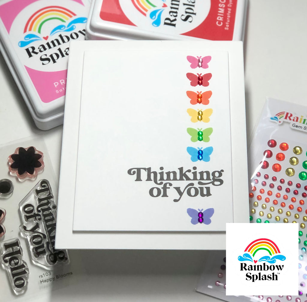 Rainbow Splash Clear Stamps Happy Blooms rs103 Thinking of You Card
