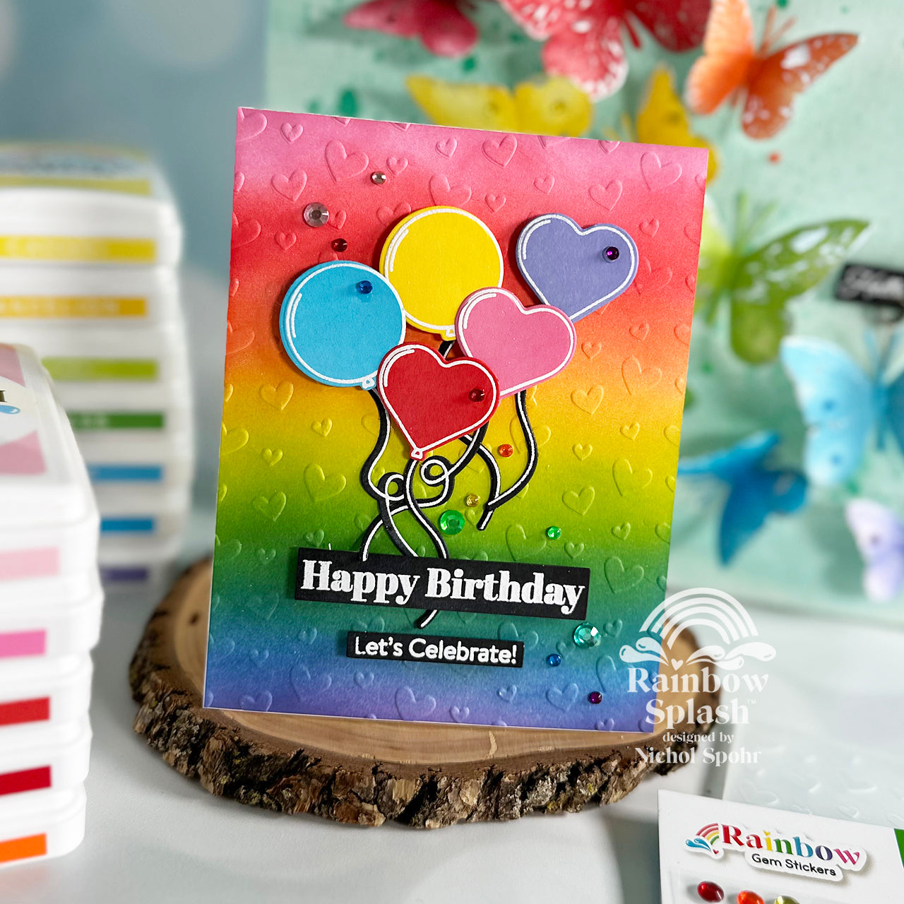 Rainbow Splash Wafer Dies Birthday Wishes rsd600c Birthday Card | color-code:ALT01