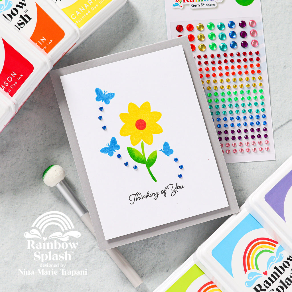 Rainbow Splash Clear Stamps Happy Blooms rs103 Thinking of You Card | color-code:ALT03