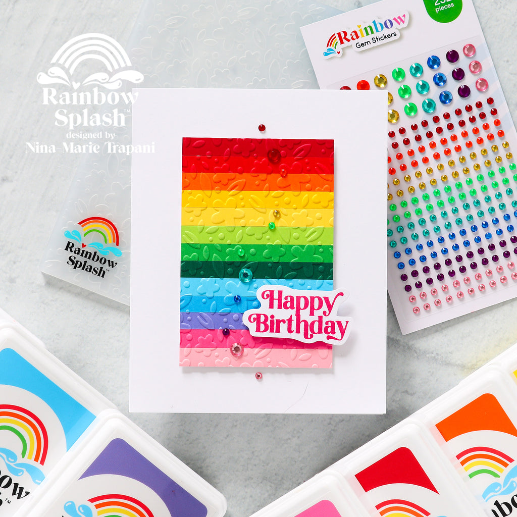Rainbow Splash Embossing Folder Tiny Florals rsef4 Birthday Card | color-code:ALT02