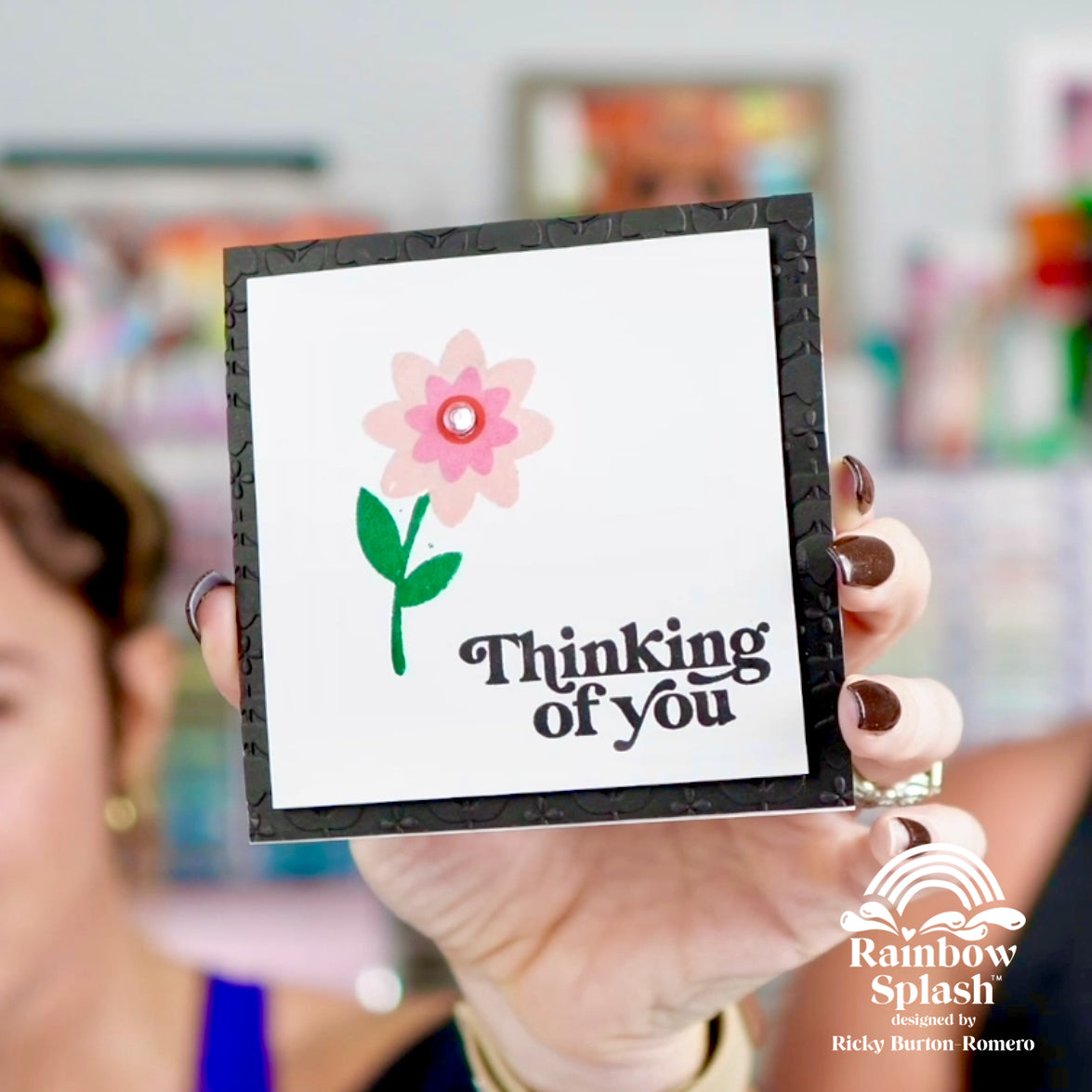 Rainbow Splash Clear Stamps Happy Blooms rs103 Thinking of You Card