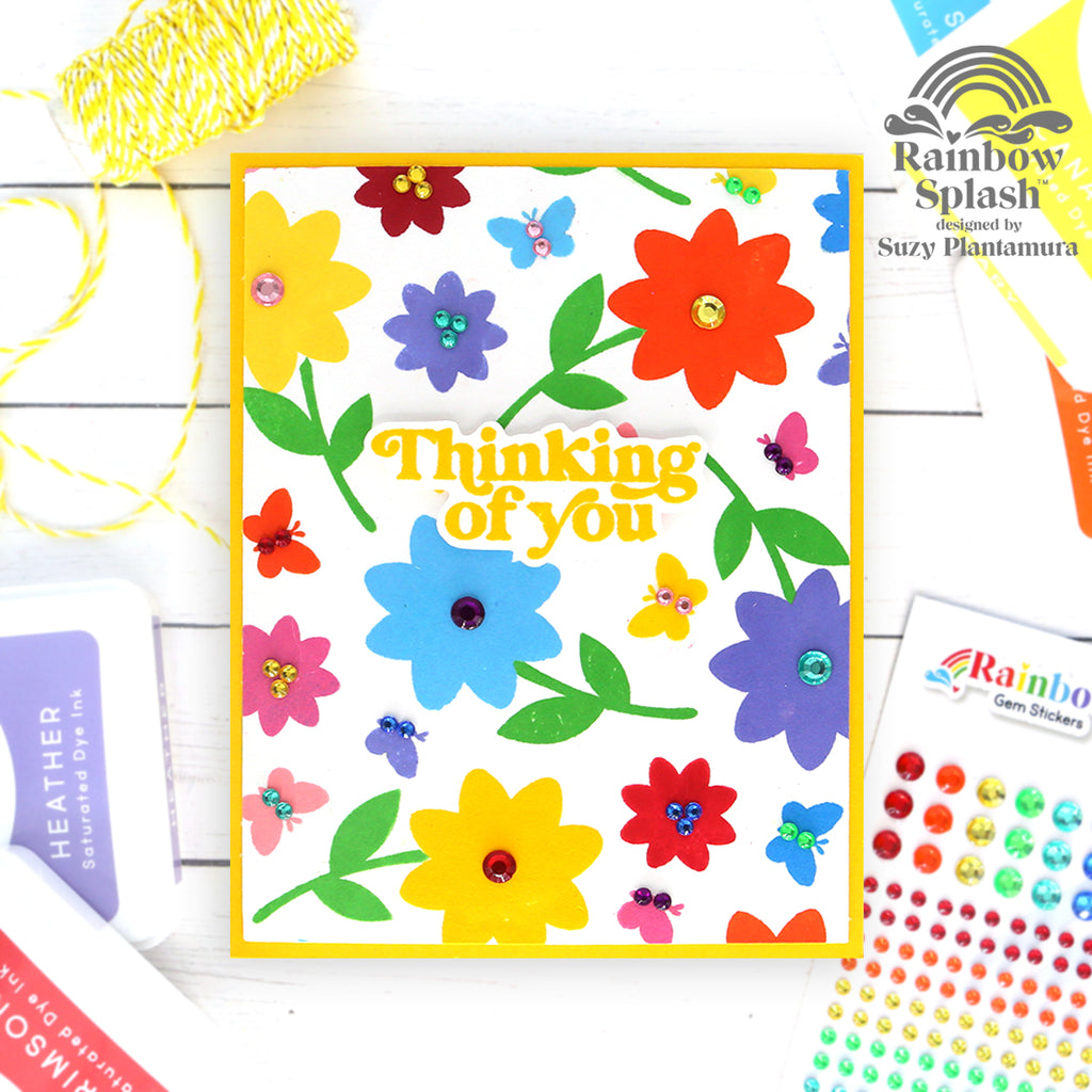 Rainbow Splash Clear Stamps Happy Blooms rs103 Thinking of You Card | color-code:ALT01