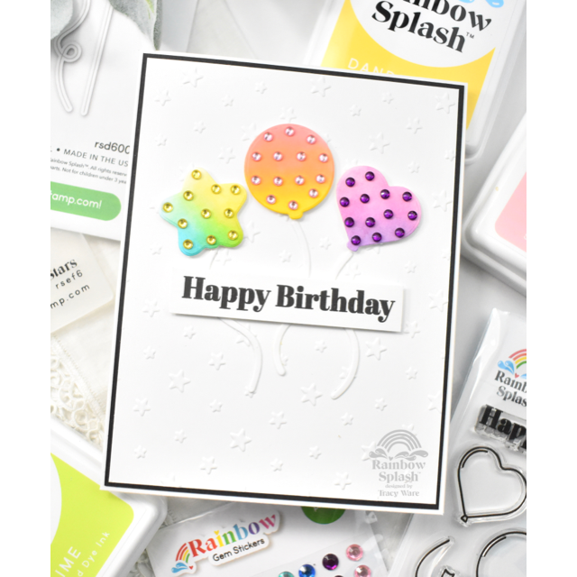 Rainbow Splash Wafer Dies Birthday Wishes rsd600c Birthday Card