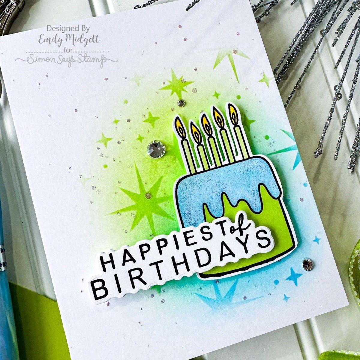 Rainbow Splash Stencil Twinkle Stars rss102 Splendor Birthday Card | color-code:ALT01
