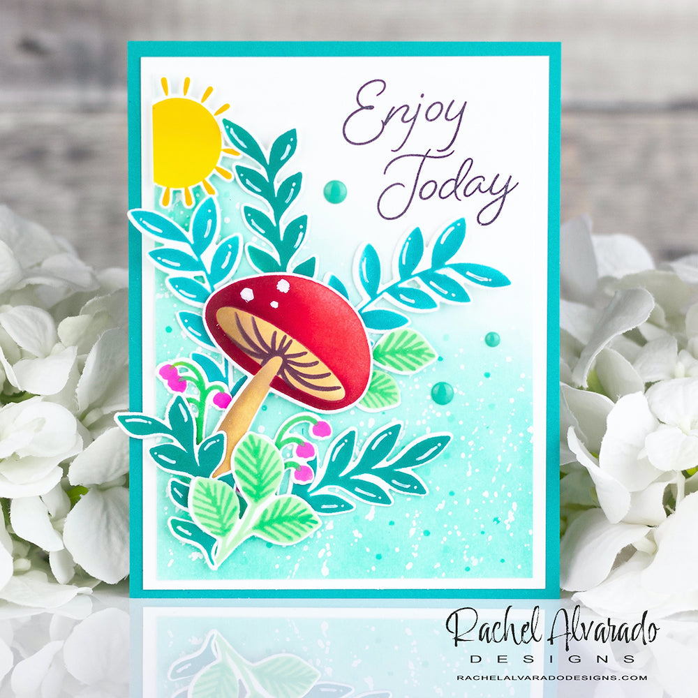 PinkFresh Studio Summer Blooms Stencil Set 154522 Enjoy Today Card | color-code:ALT03