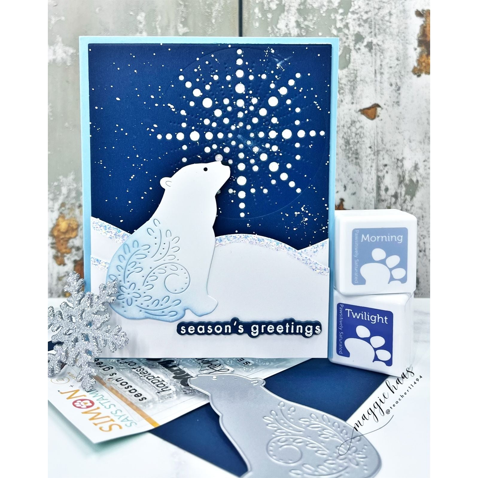 Simon Says Stamp Radiant Burst Wafer Die s1108 DieCember Holiday Card