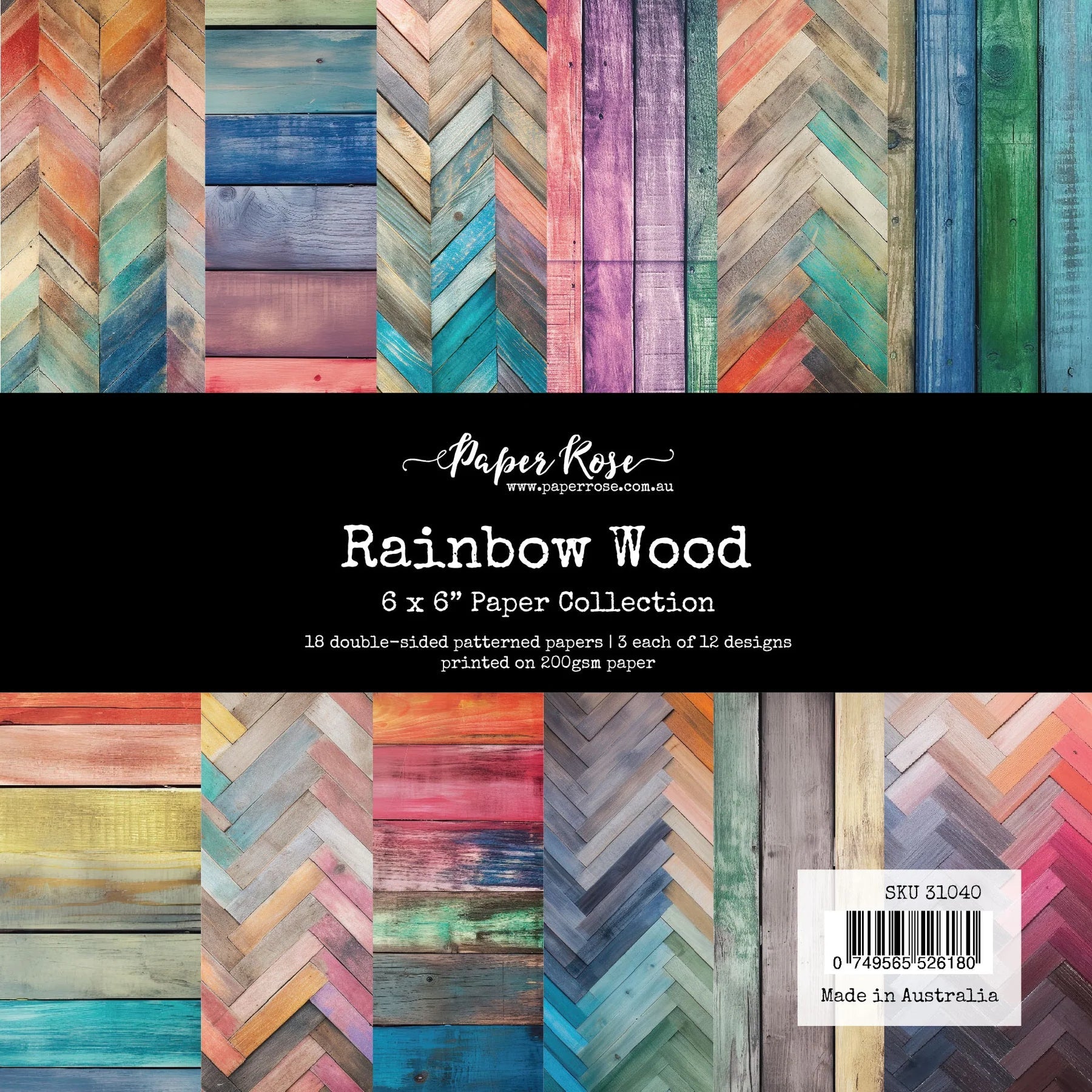 Paper Rose Rainbow Wood 6x6 Paper 31040