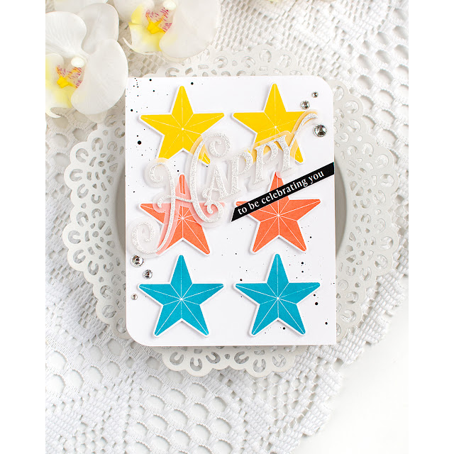 Rainbow Splash Clear Stamps Glad Tidings rs125c Stamptember Heather Hoffman Birthday Stars Card | color-code:ALT02