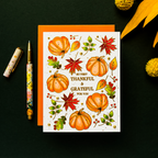 Rainbow Splash Clear Stamps So Very Thankful rs124c Stamptember Yana Smakula Grateful Card with Pumpkins and Leaves | color-code:ALT02