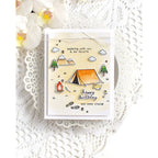Rainbow Splash Happy Camper Wafer Dies rsd616c Stamptember Heather Hoffman Birthday Card
