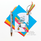Rainbow Splash Happy Camper Wafer Dies rsd616c Stamptember Susan R. Opel Colorful Camping Tag
