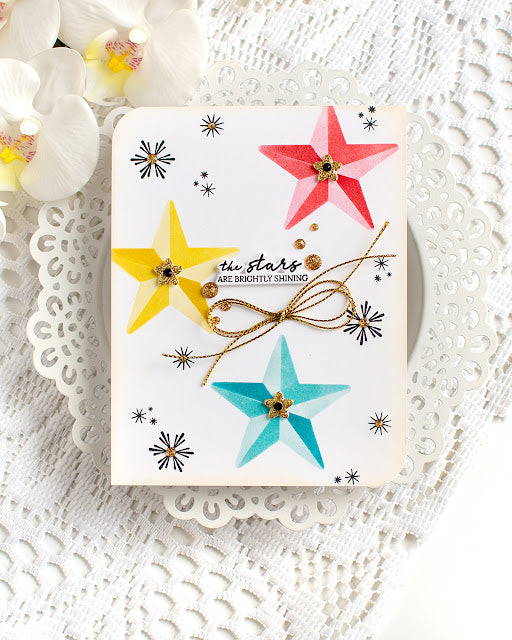 Rainbow Splash Set of 4 Stencils Bright Star rss114 Stamptember Heather Hoffman Christmas Star Card