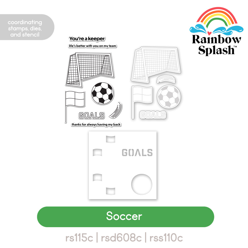 Rainbow Splash Stamps Dies and Stencil Soccer rs29set