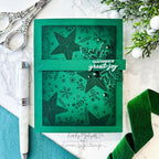 Rainbow Splash Stamps and Dies Glad Tidings set1322gt Stamptember Emily Midgett Green Joy Christmas Card