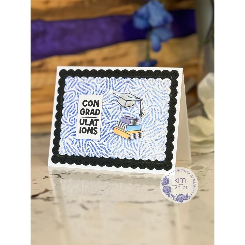 Rainbow Splash Stamps and Dies Graduation Greetings set1221gg Grad Card Kim Taylor
