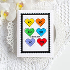 Rainbow Splash Wafer Dies Lots of Love rsd611c Stamptember Heather Hoffman Love You Hearts Card