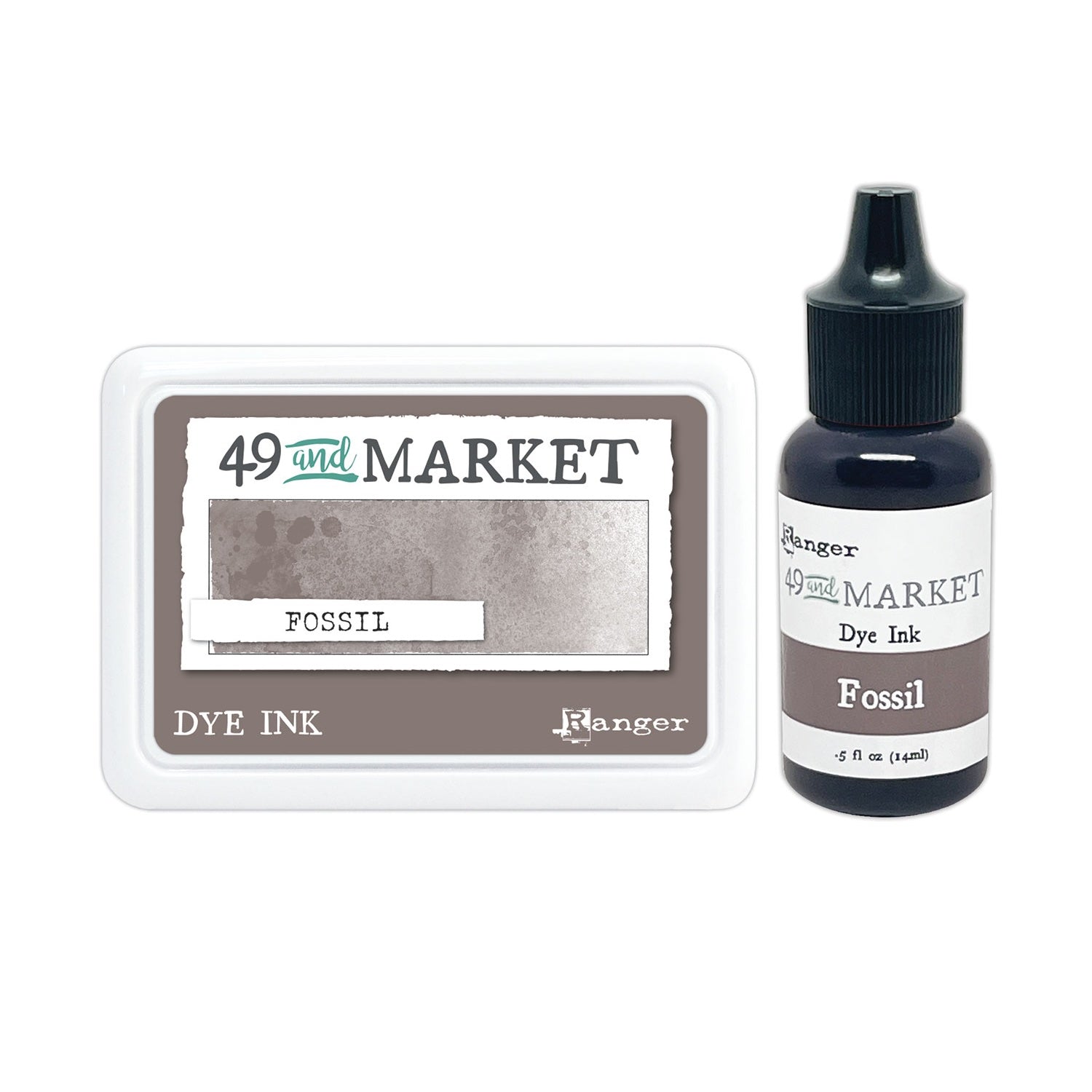 Ranger 49 and Market Fossil Dye Ink Pad And Reinker Bundle