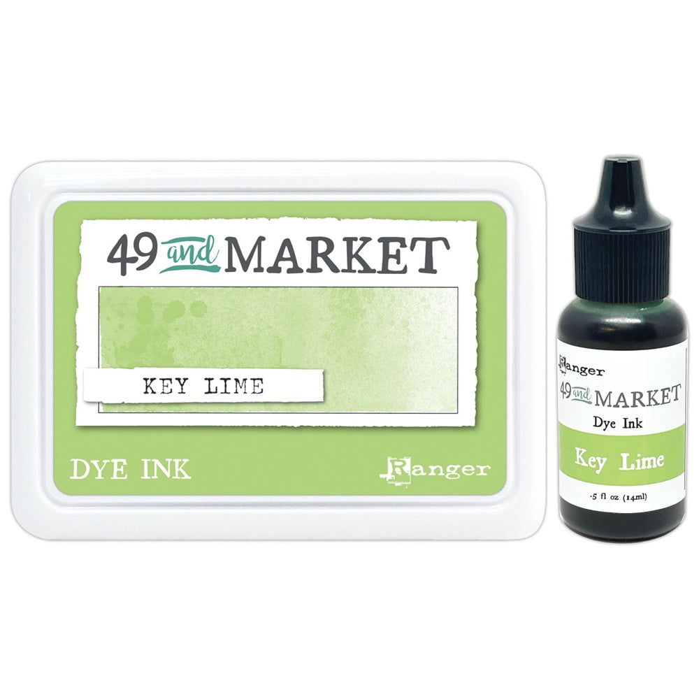 Ranger 49 and Market Key Lime Dye Ink Pad And Reinker Bundle