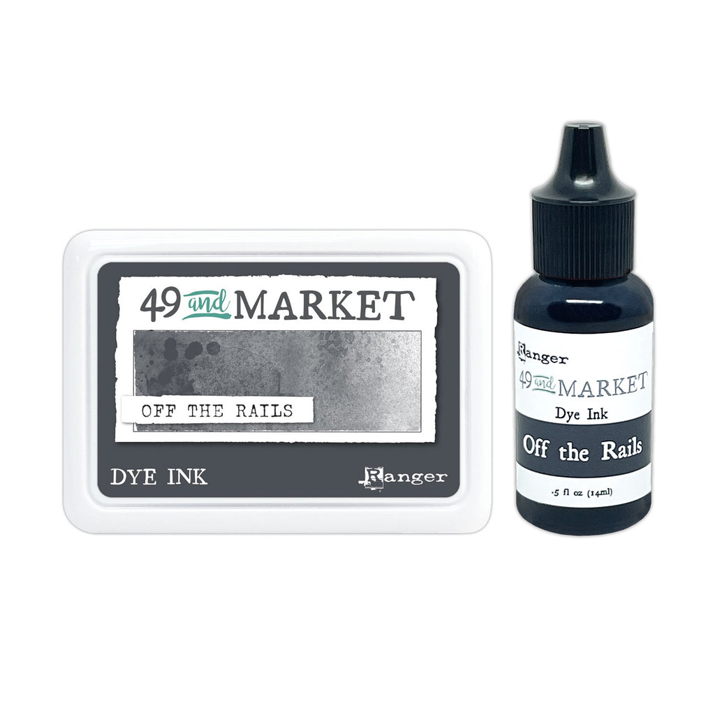 Ranger 49 and Market Off The Rails Dye Ink Pad And Reinker Bundle