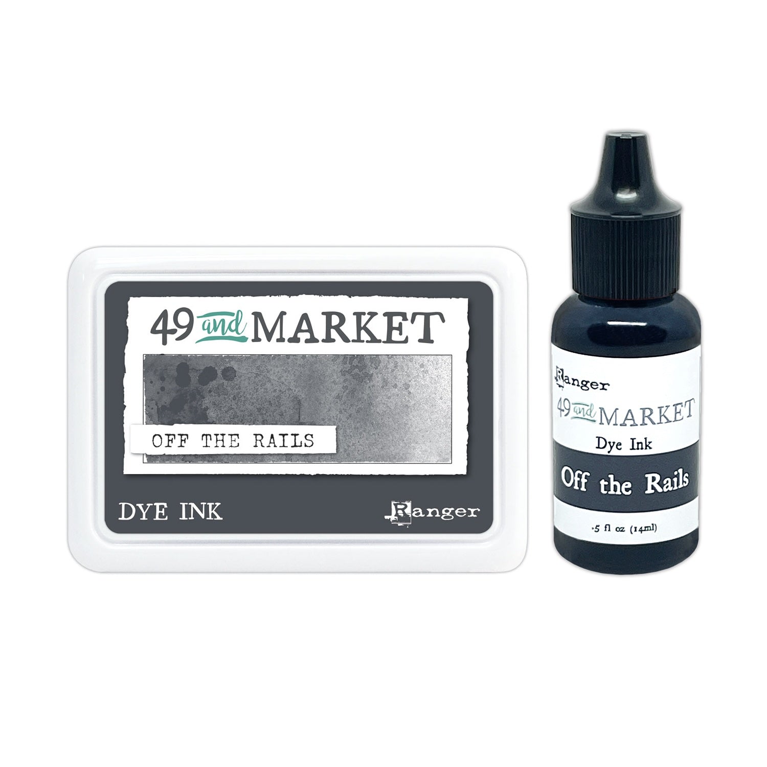 Ranger 49 and Market Off The Rails Dye Ink Pad And Reinker Bundle