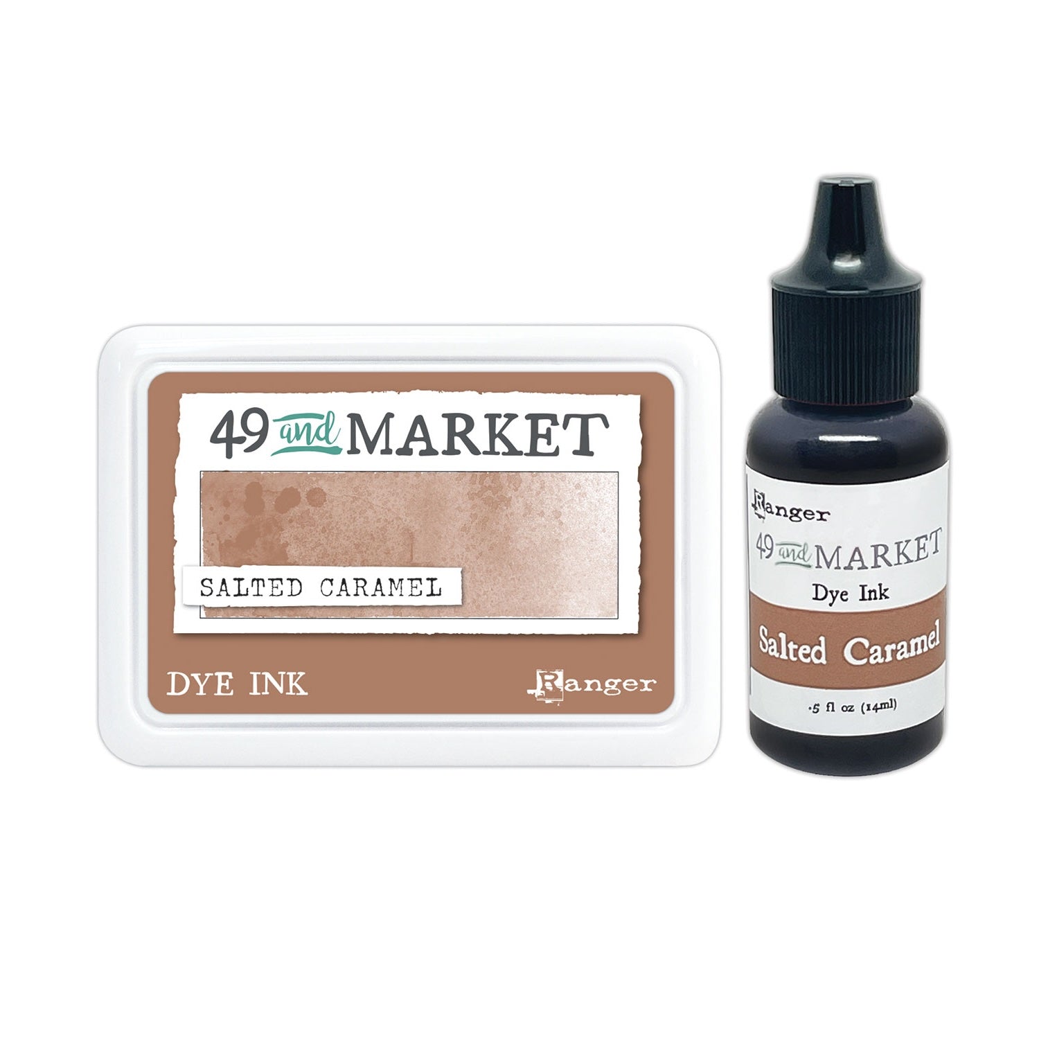 Ranger 49 and Market Salted Caramel Dye Ink Pad And Reinker Bundle