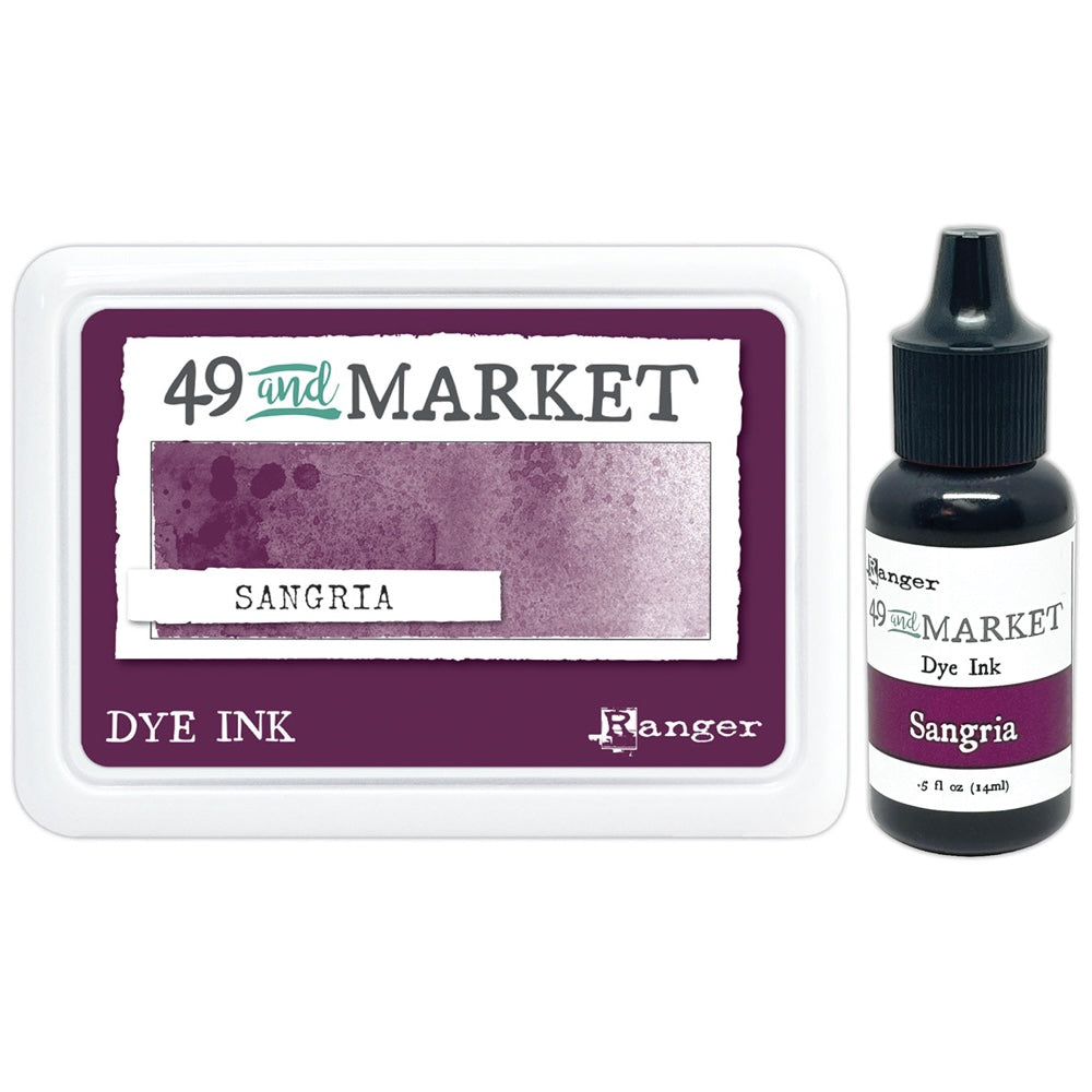 Ranger 49 and Market Sangria Dye Ink Pad And Reinker Bundle
