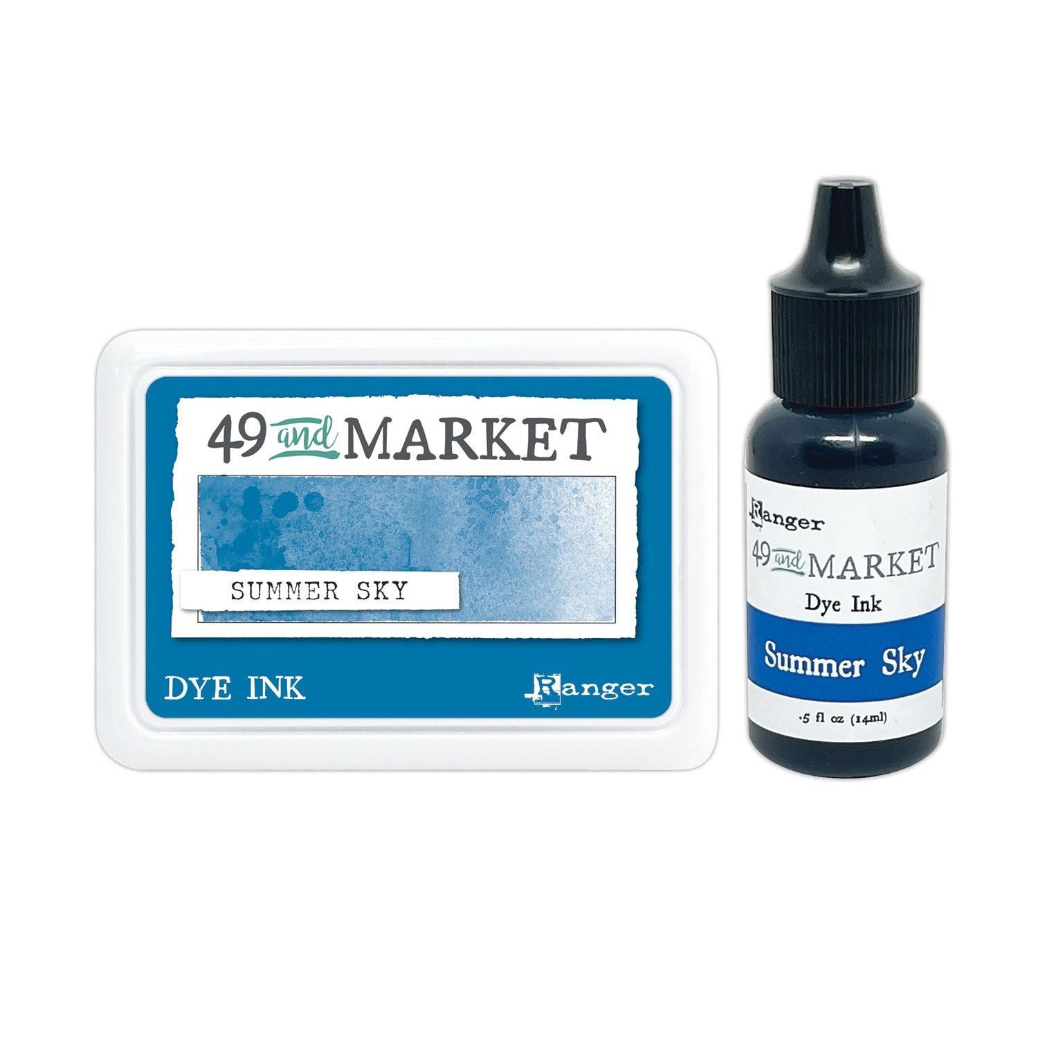 Ranger 49 and Market Summer Sky Dye Ink Pad And Reinker Bundle