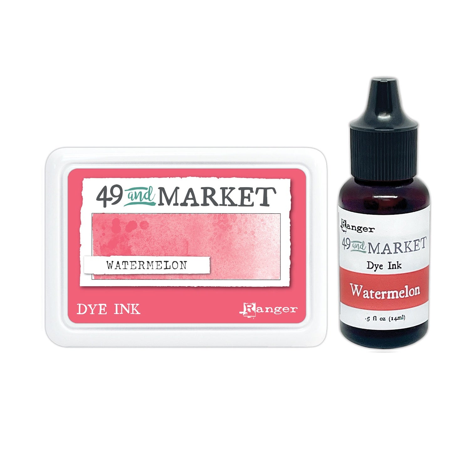Ranger 49 and Market Watermelon Dye Ink Pad And Reinker Bundle