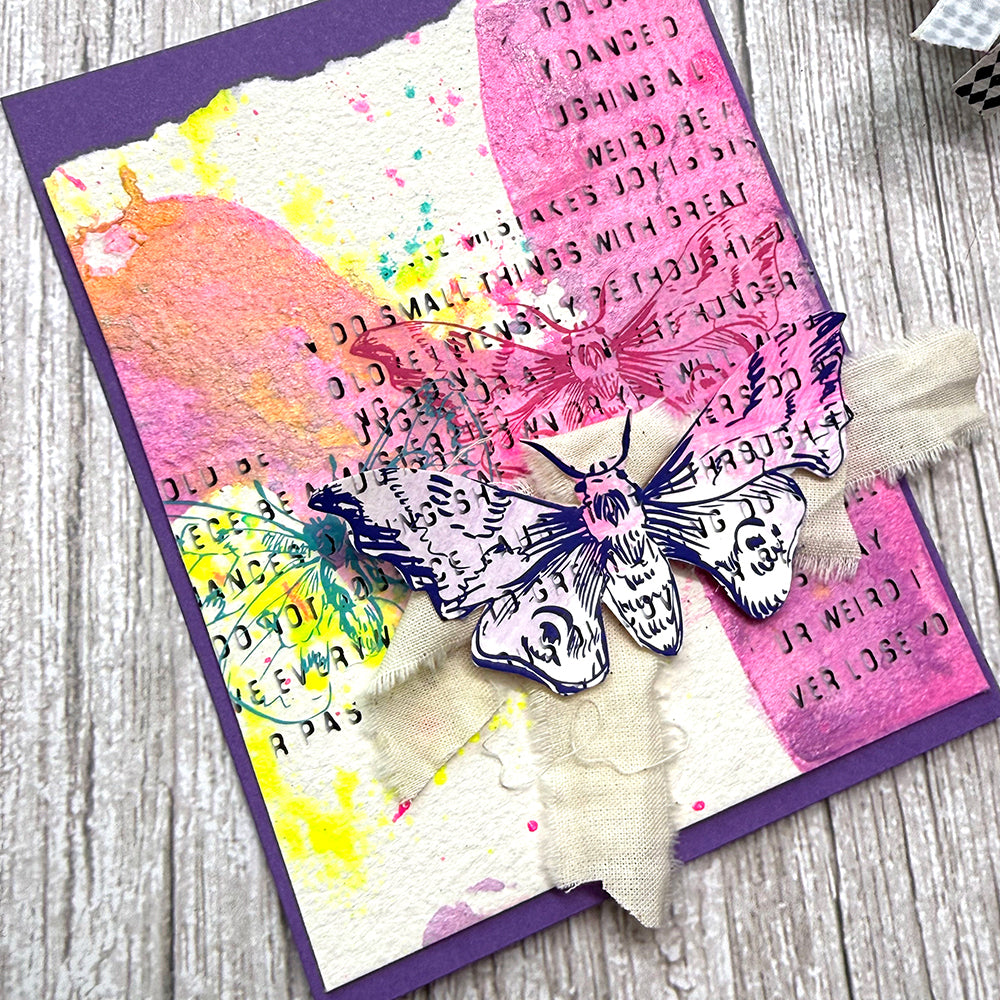 Ranger Dina Wakley MEdia 4.25 x 5.5 Cotton Watercolor Card Panels mdj92353 Colorful Butterfly Card