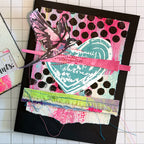 Ranger Dina Wakley MEdia Circle Of Circles Stencil mds93992 Heart And Bird Mixed Media Card