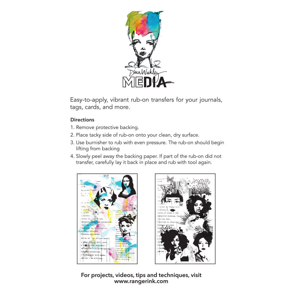 Ranger Dina Wakley MEdia On Their Mind Rub Ons mda88332 Packaging Image