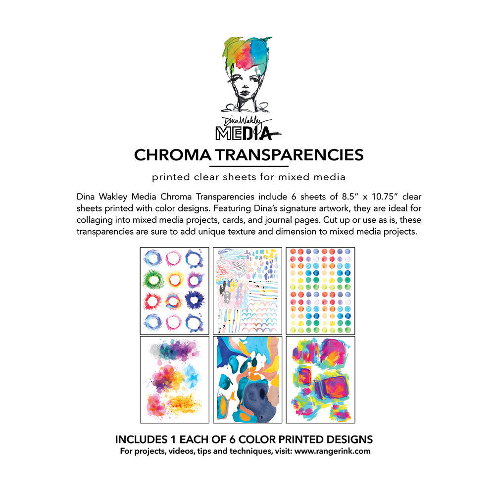 Ranger Dina Wakley MEdia Painted Elements Chroma Transparencies mda92735 Packaging Image