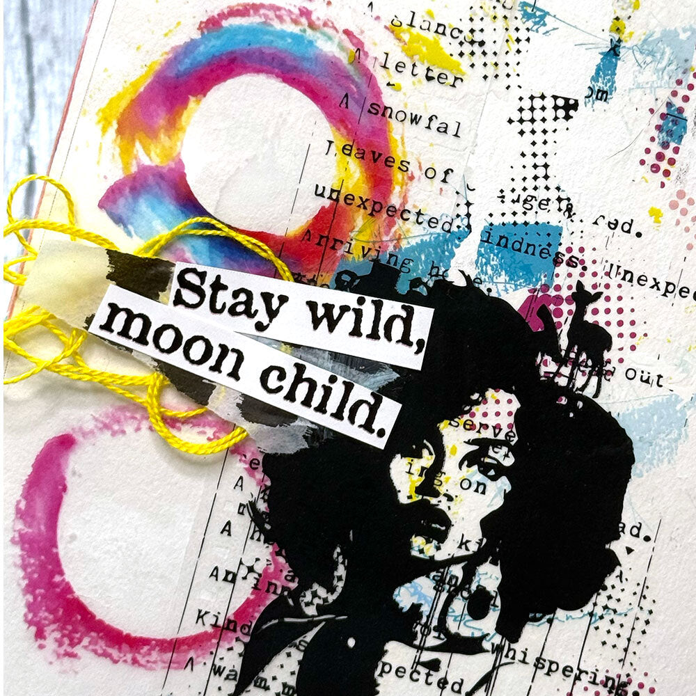 Ranger Dina Wakley MEdia Painted Elements Chroma Transparencies mda92735 Stay Wild Moon Child