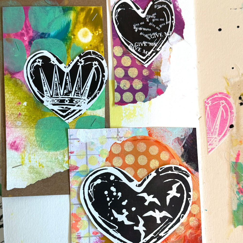 Ranger Dina Wakley MEdia Small Squovals Stencil mds94012 Mixed Media Hearts Projects with Squovals Layer
