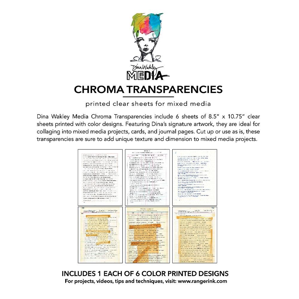 Ranger Dina Wakley MEdia Typed Quotes Chroma Transparencies mda92711 Back of Package