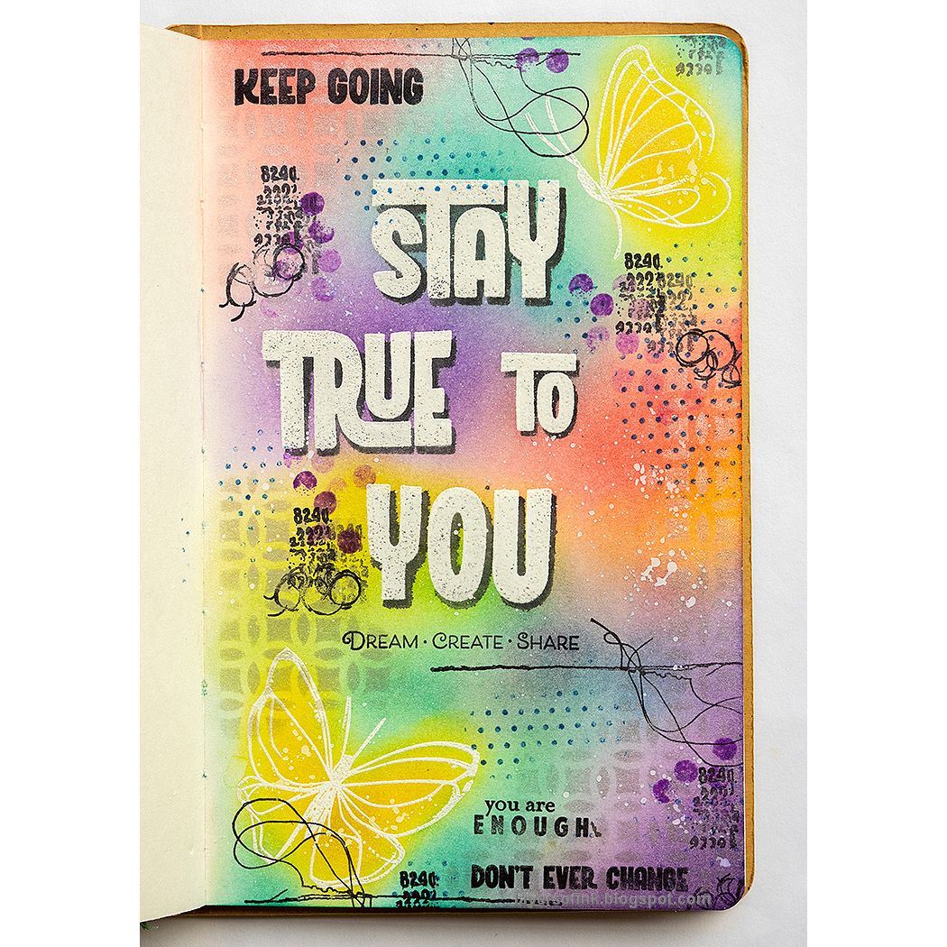 Ranger Dyan Reaveley White Linen Dyamond Dust Dylusions dym89711 Art Journal Page | color-code:ALT02