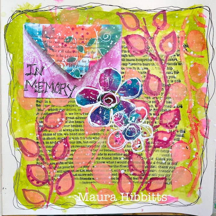 Ranger Dylusions 8x8 Creative Journal Dyan Reaveley DYJ38429 In Memory Journal Page | color-code:ALT01