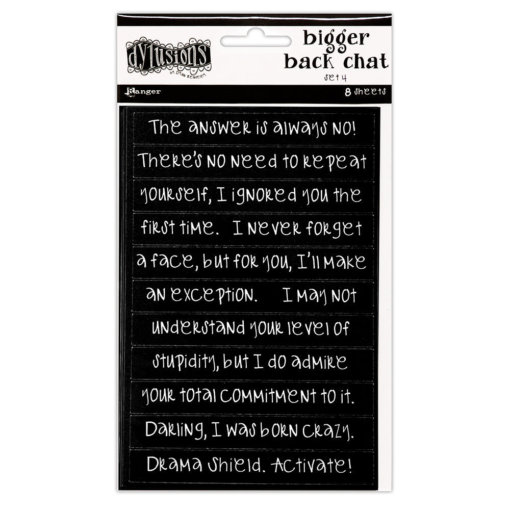 Ranger Dylusions Black Set 4 Bigger Back Chat Stickers dya86642