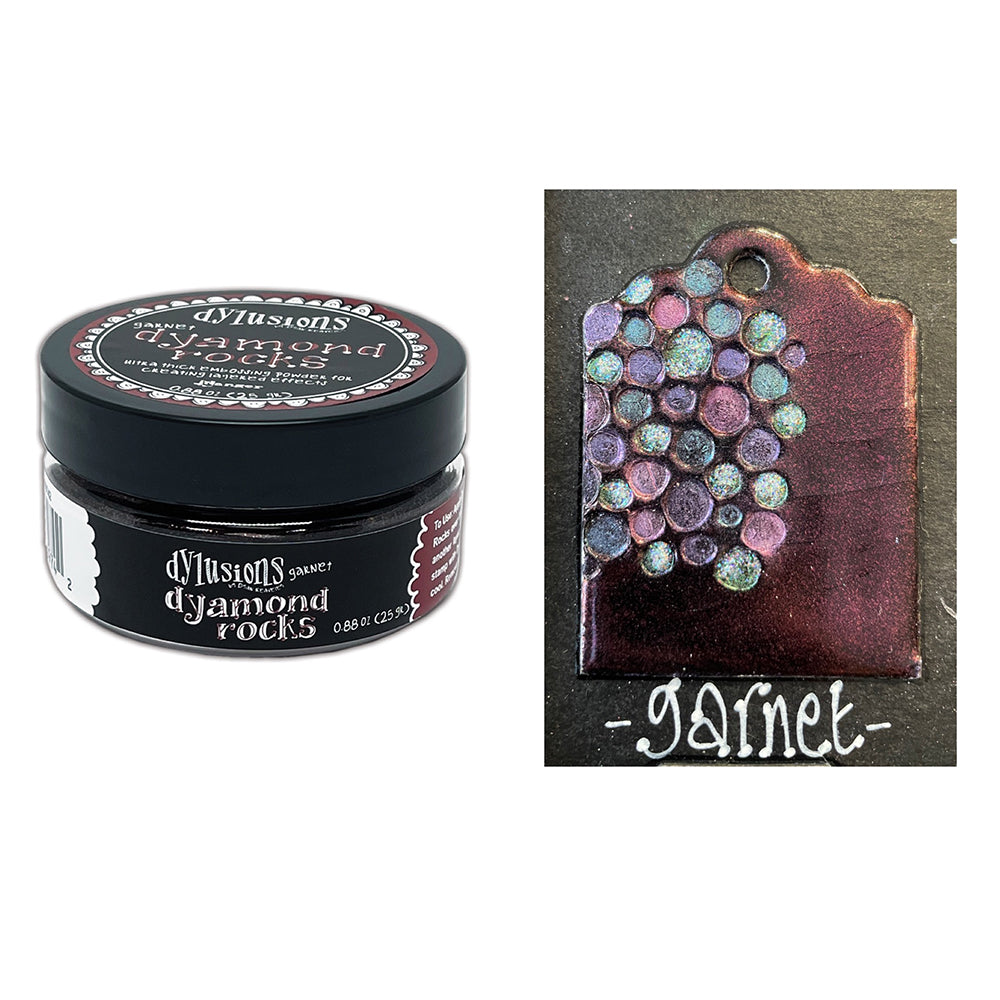 Ranger Dylusions Garnet Dyamond Rocks Embossing Powder dym89742 Swatch And Jar
