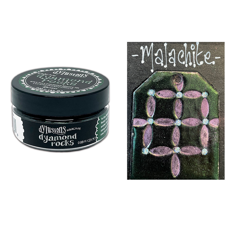 Ranger Dylusions Malachite Dyamond Rocks Embossing Powder dym89766 Jar and Swatch