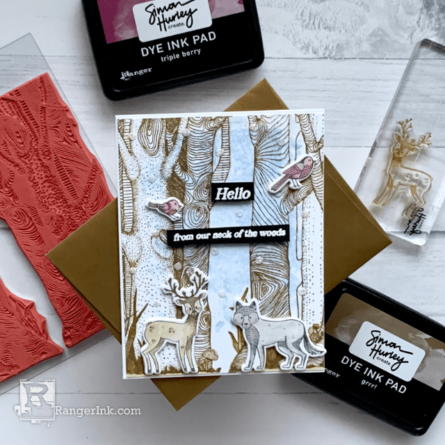Ranger Dylusions Mini Archival Ink Pads Kit 4 Dyan Reaveley amdk85249 Woodland Hello Card | color-code:ALT01