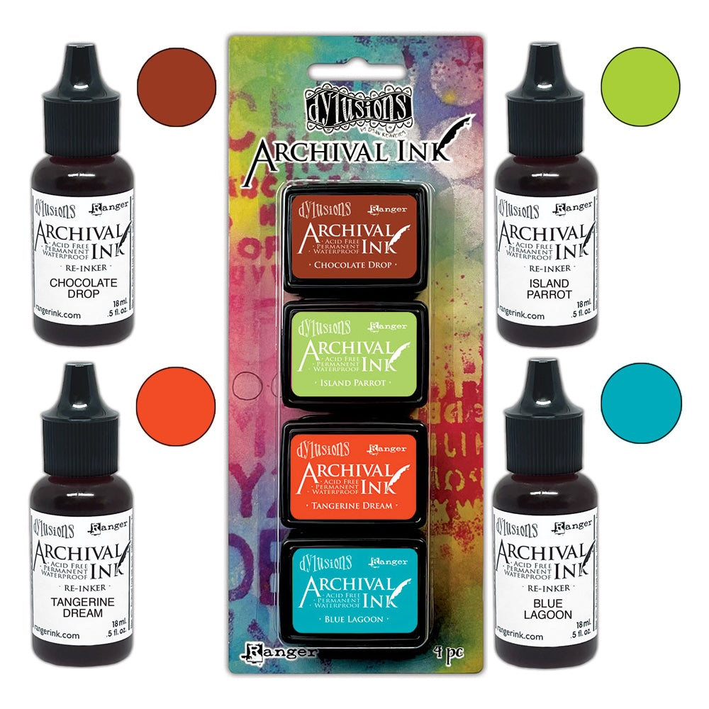 Ranger Dylusions Mini Archival Ink Pads Kit 8 And Reinkers Bundle Dyan Reaveley
