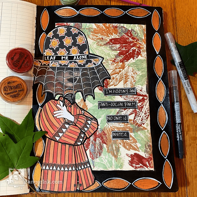 Ranger Dylusions Squeezed Orange Dyamond Dust dym83870 Leaf Me Alone Journal Page | color-code:ALT01