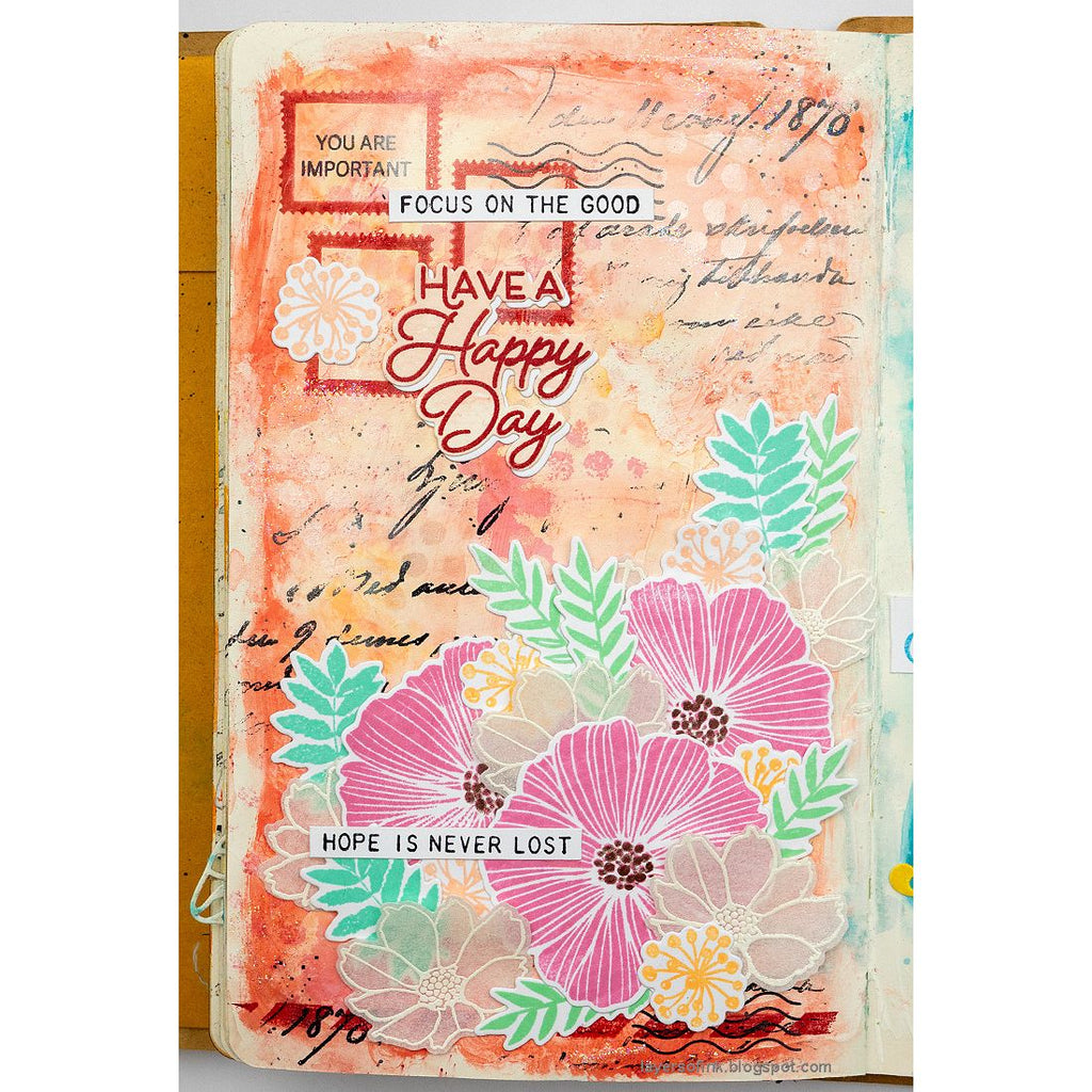 Ranger Dylusions Stardust Stickles sgd85010 Pink Art Journal Page | color-code:ALT05