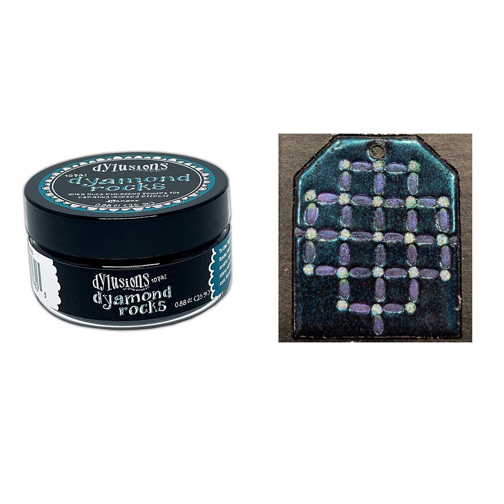 Ranger Dylusions Topaz Dyamond Rocks Embossing Powder dym89803 Swatch and Jar