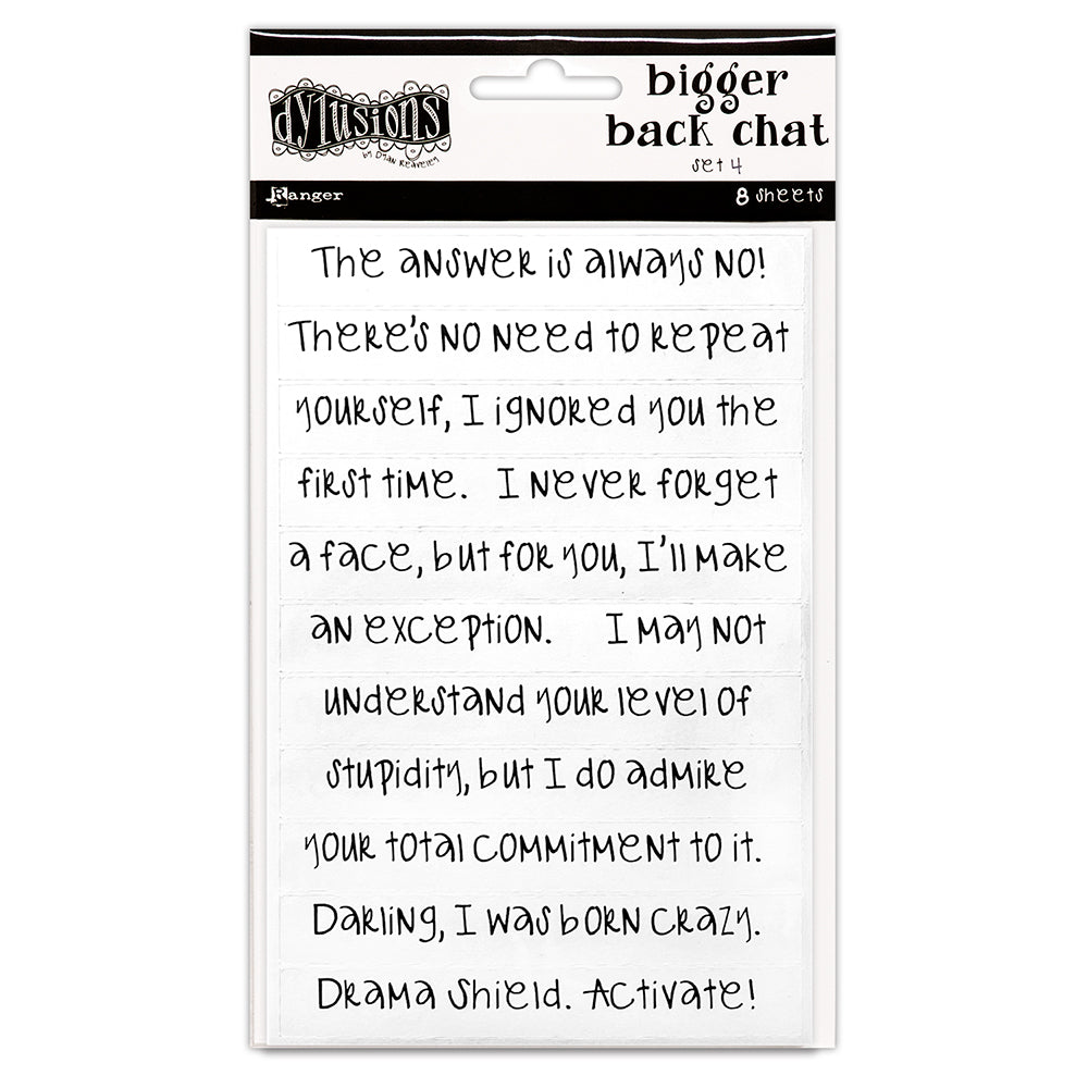 Ranger Dylusions White Set 4 Bigger Back Chat Stickers dya86871