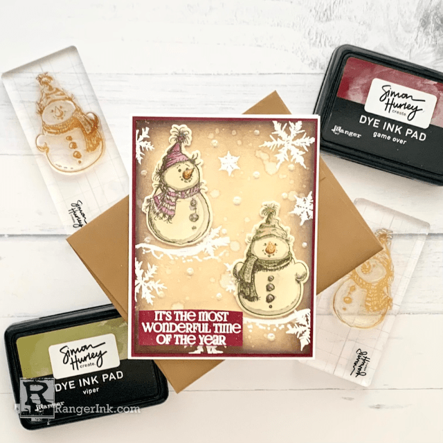 Ranger Simon Hurley Acrylic Stamping Blocks hua76452 Sketched Snowmen Card | color-code:ALT03