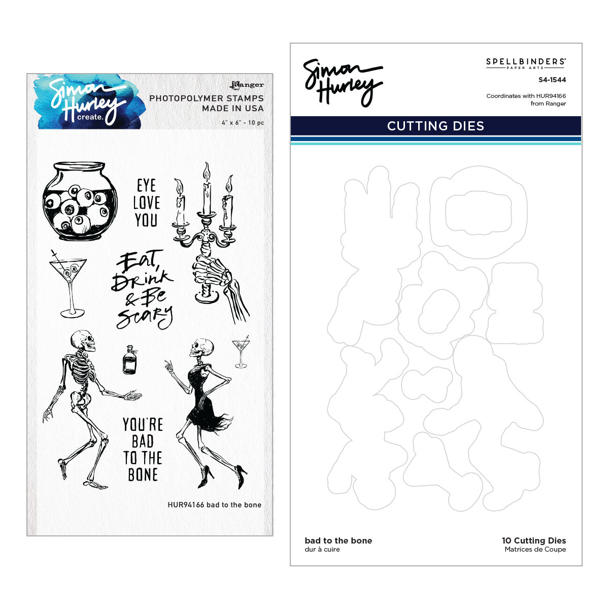 Ranger Simon Hurley Bad To The Bone Clear Stamps And Dies Bundle