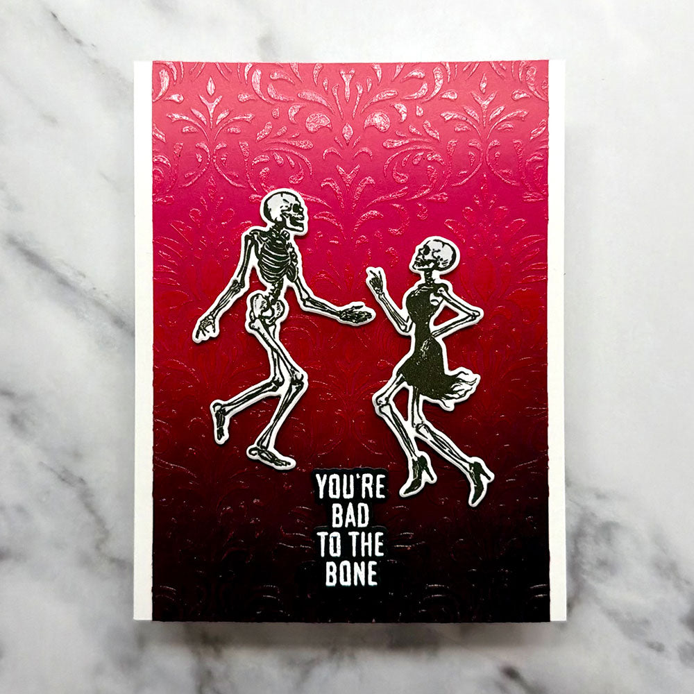 Ranger Simon Hurley Bad To The Bone Clear Stamps And Dies Bundle Halloween Dancing Card